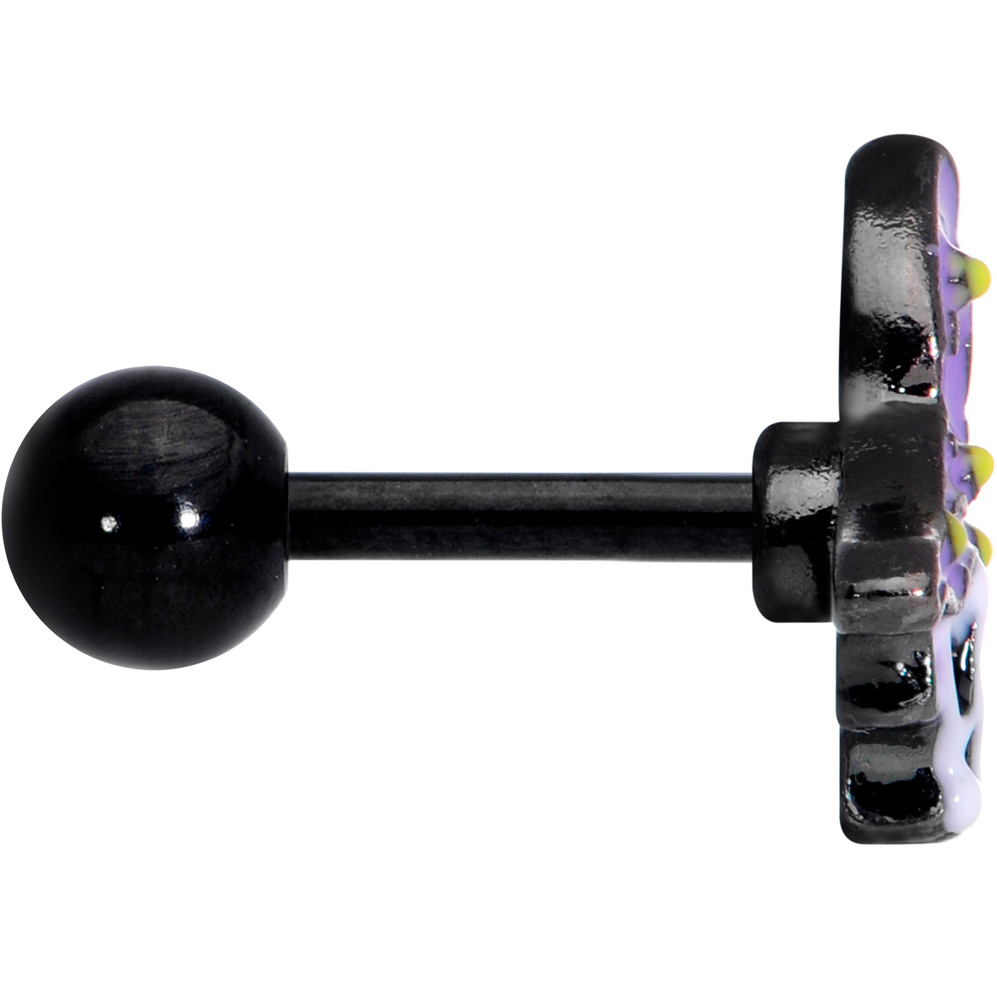 16G 1/4 Black Skull Purple Witch Hat Halloween Cartilage Tragus