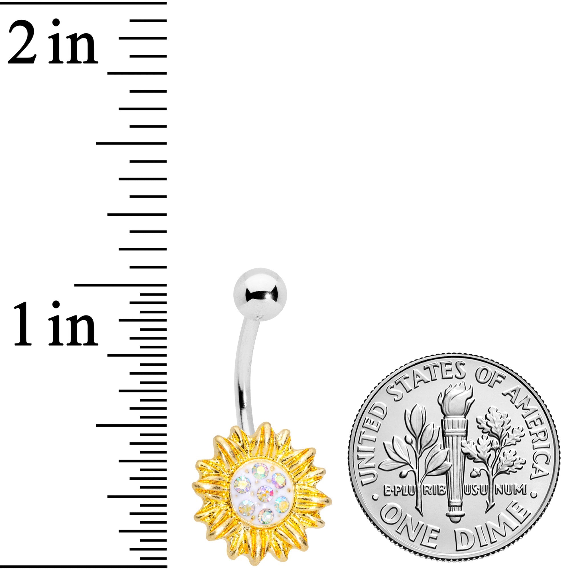 Aurora Gem Scintillating Sunflower Belly Ring