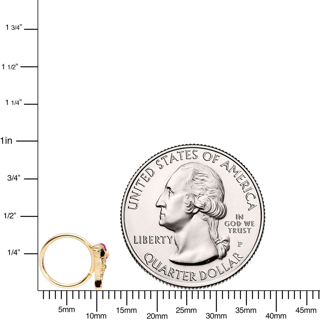 20G 5/16 Purple Gem Gold Tone Dainty Dolphin Nose Hoop