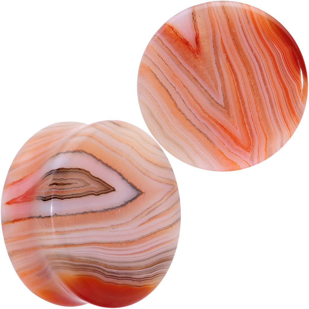 Natural Red Line Agate Stone Saddle Plug Set
