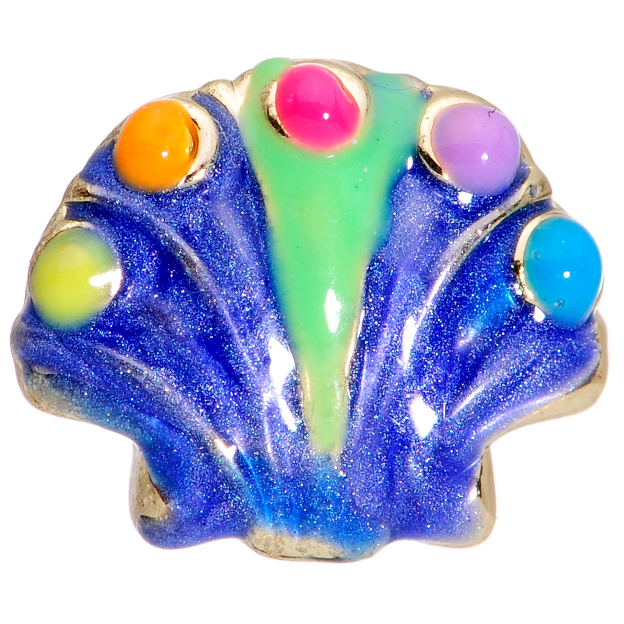 16G 5/16 Gold Tone Blue Shell Labret Monroe Tragus