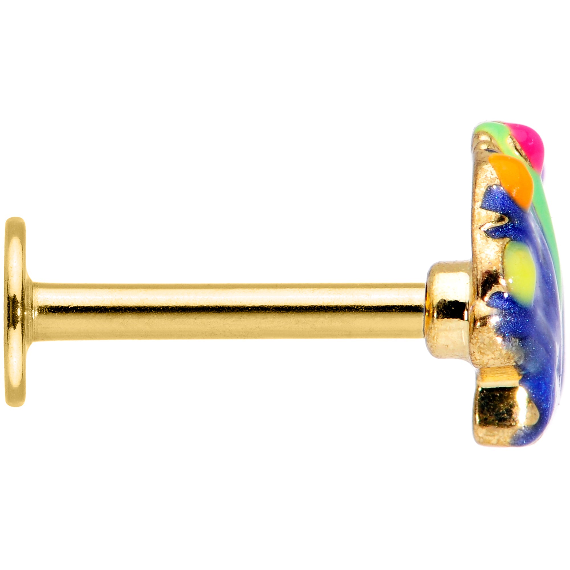 16G 5/16 Gold Tone Blue Shell Labret Monroe Tragus