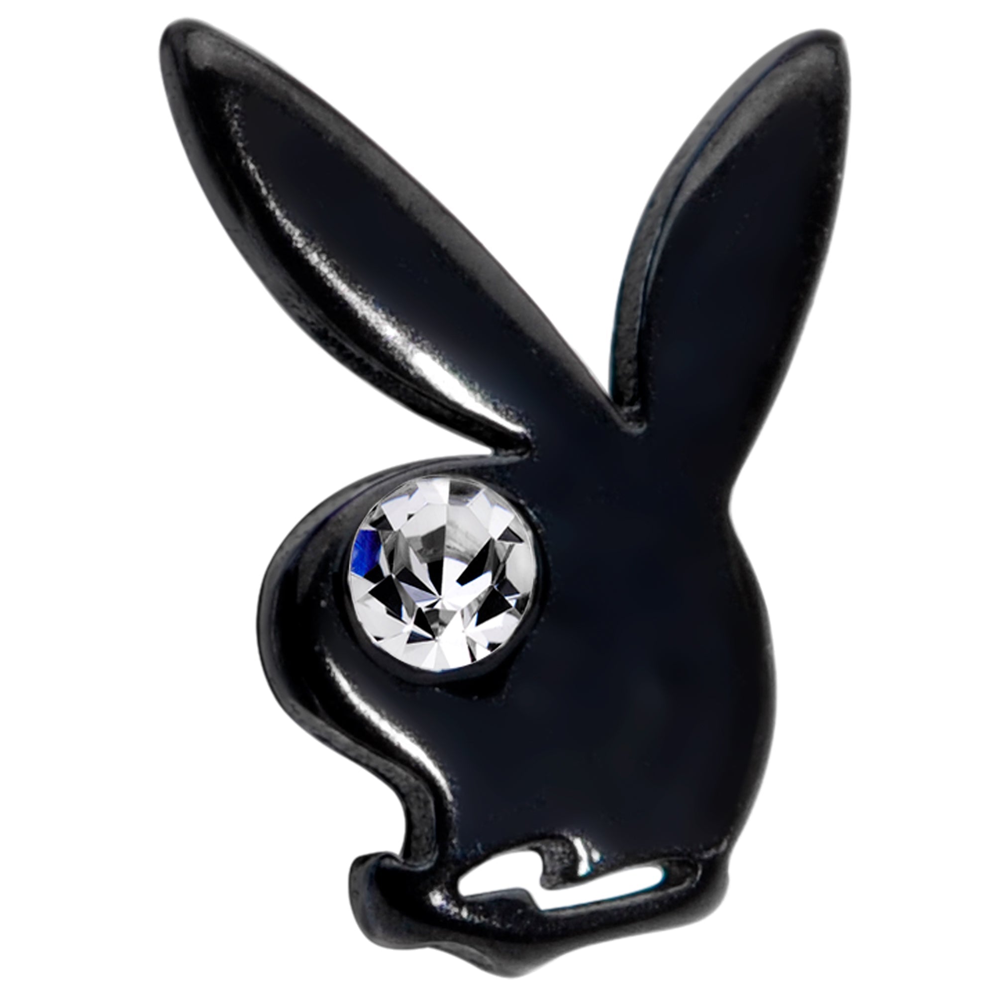16G 1/4 Licensed Playboy Clear CZ Black Internal Thread Labret