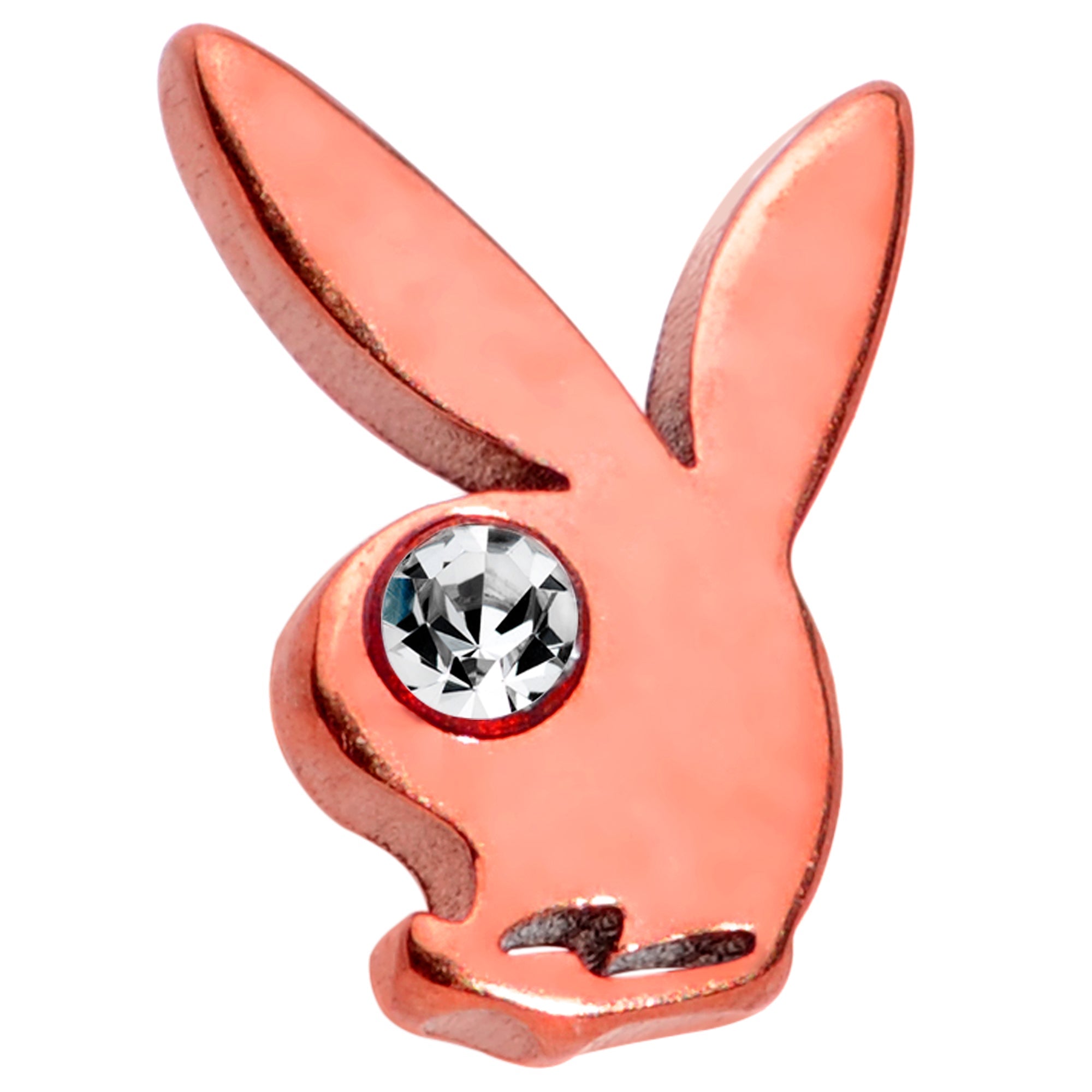16G 1/4 Licensed Playboy CZ Rose Gold Hue Internal Thread Labret