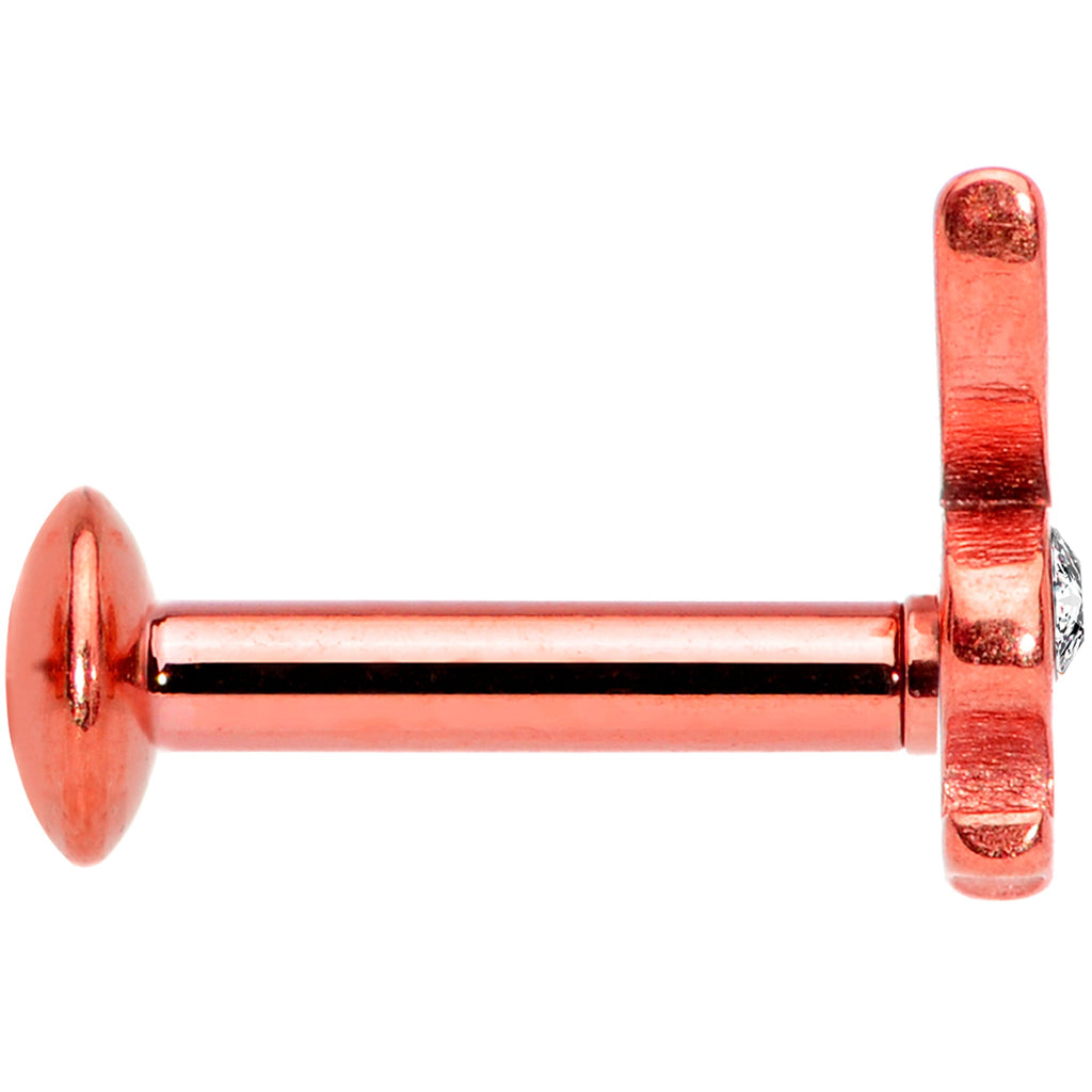 16G 1/4 Licensed Playboy CZ Rose Gold Hue Internal Thread Labret