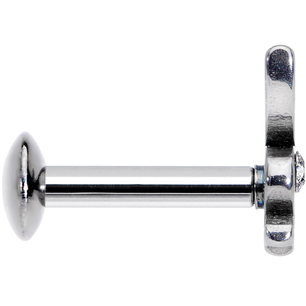 16G 1/4 Licensed Playboy Clear CZ Gem Internally Threaded Labret