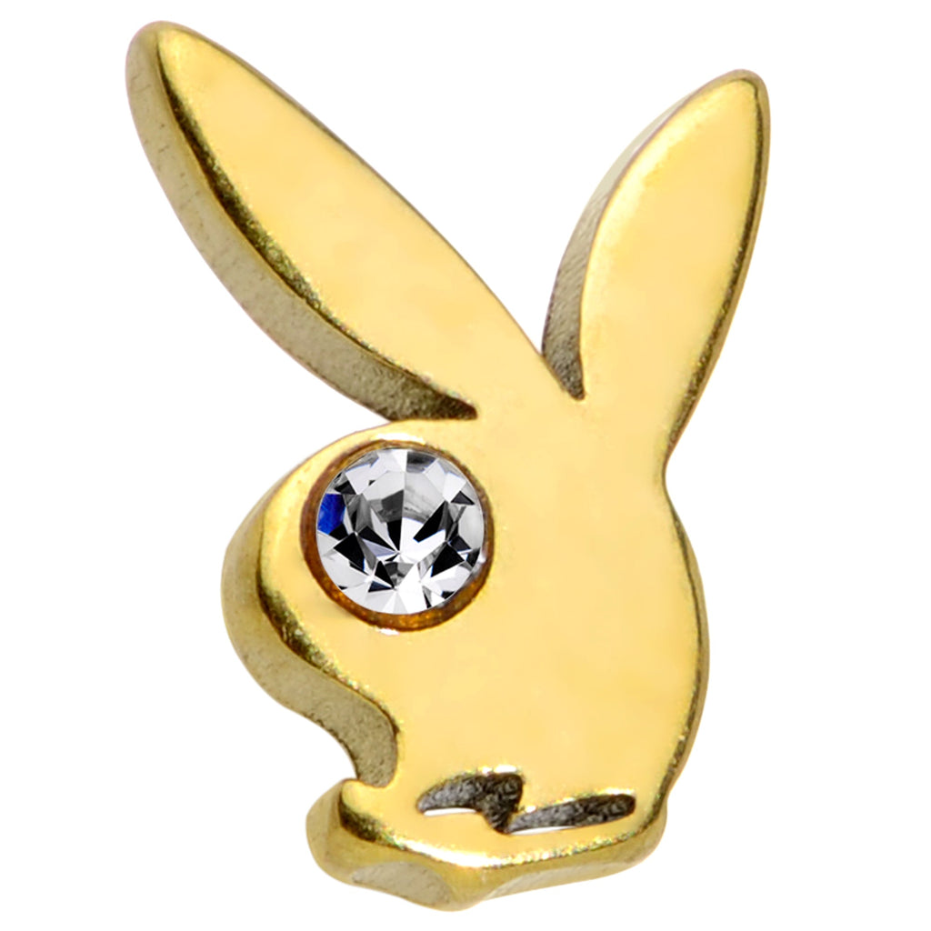 16G 5/16 Licensed Playboy CZ Gem Gold Tone Internal Thread Labret