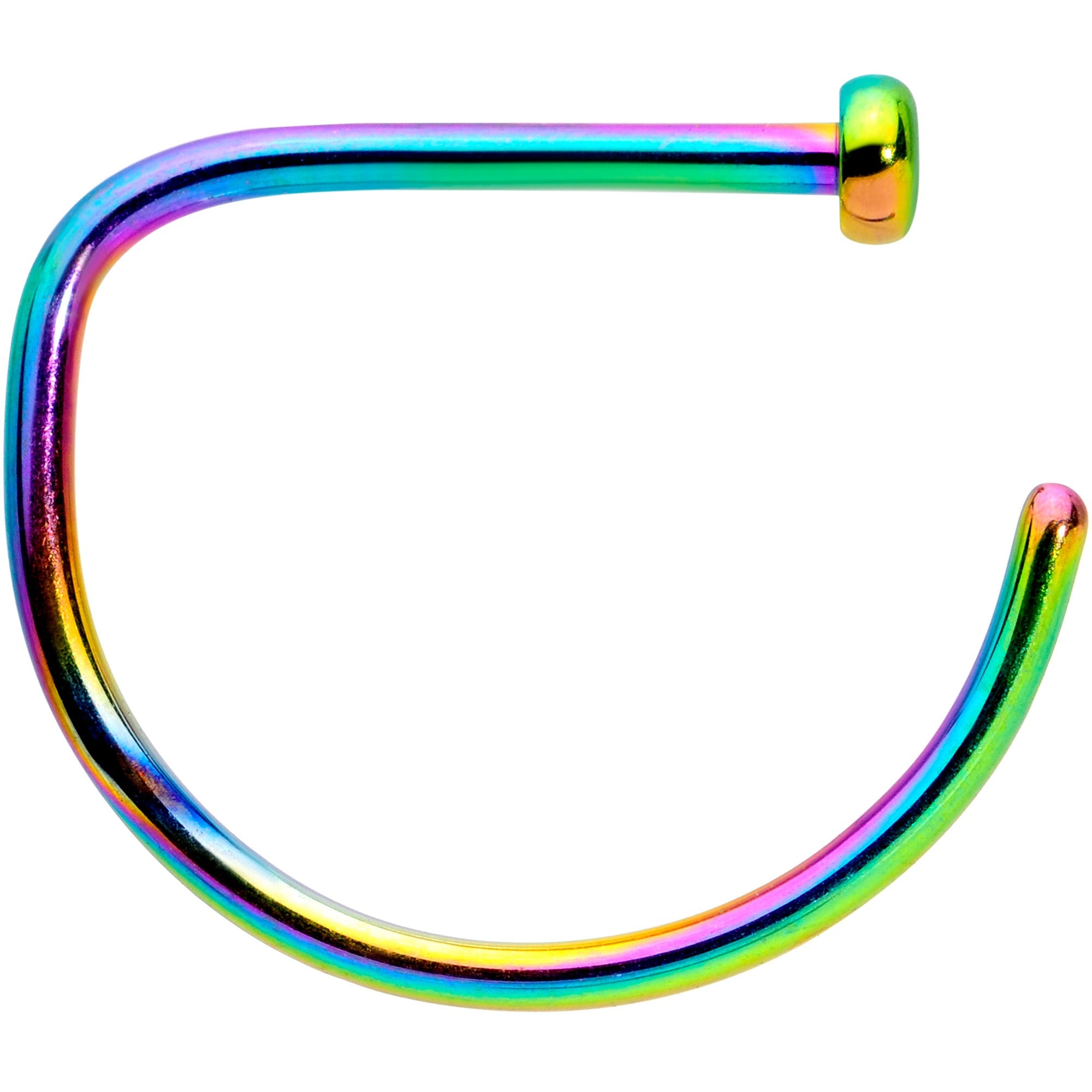 20G 3/8 Rainbow Implant Grade Titanium D Shape Nose Hoop