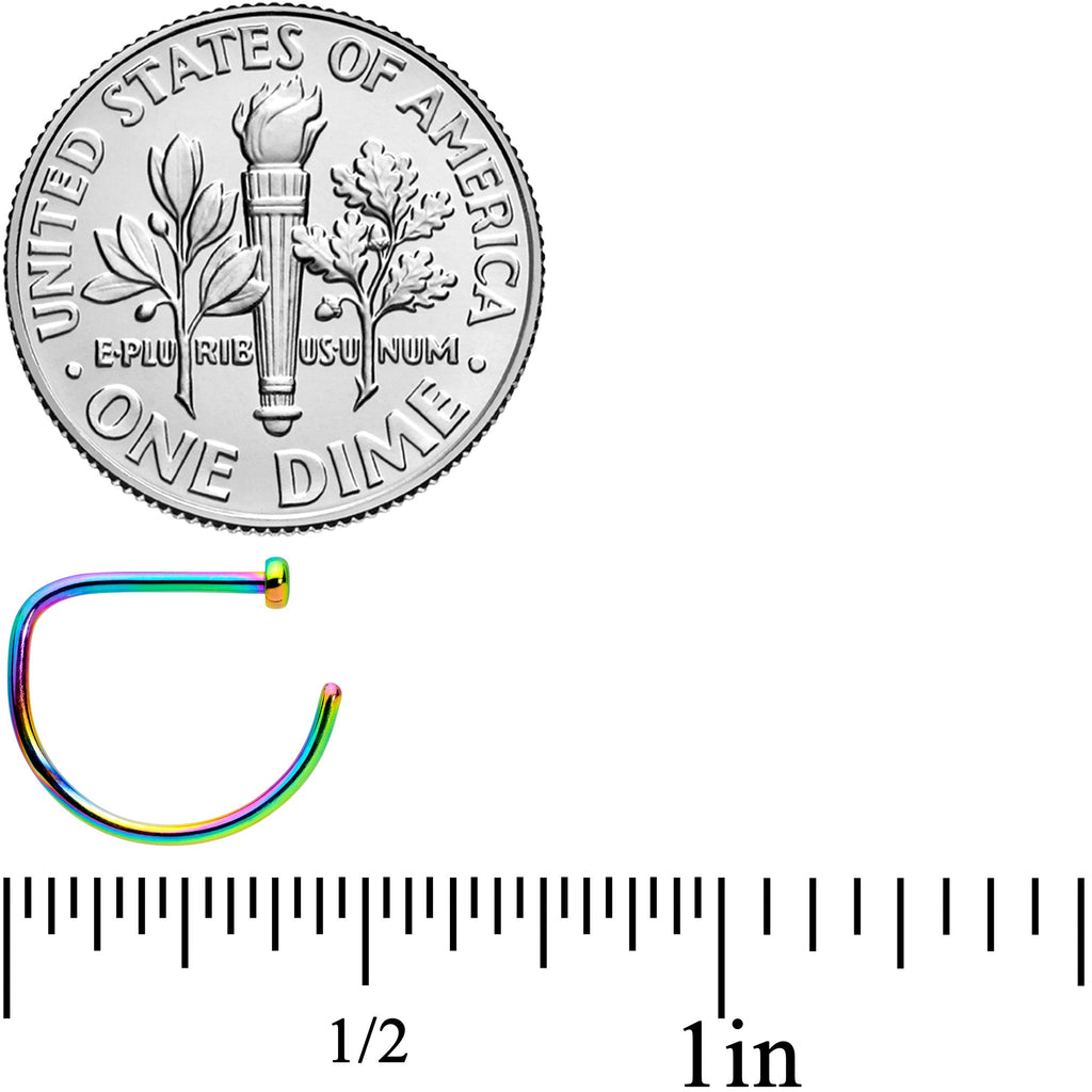 20G 3/8 Rainbow Implant Grade Titanium D Shape Nose Hoop