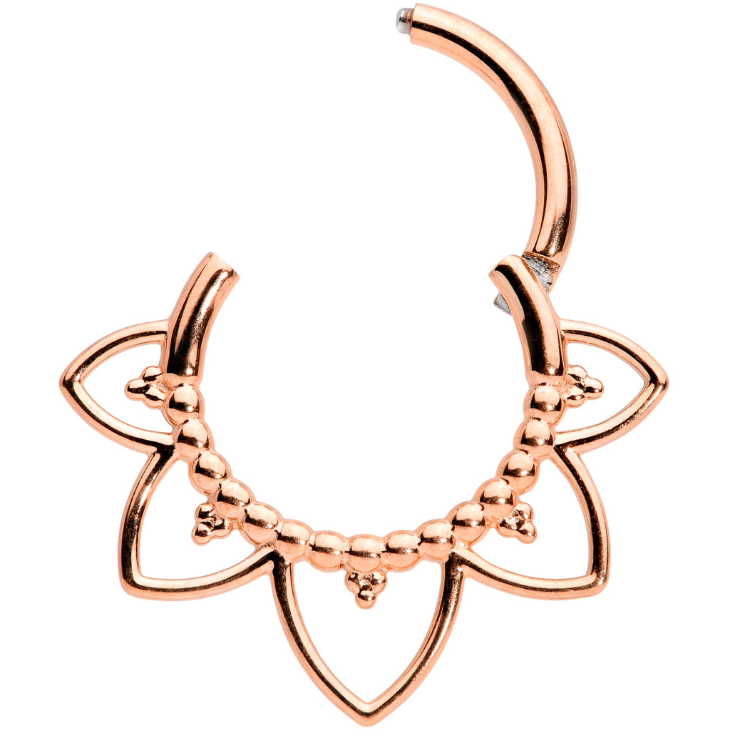 16G 5/16 Rose Gold Tone Open Petal Flower Hinged Segment Ring