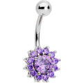 Purple Gem Rococo Flower Belly Ring
