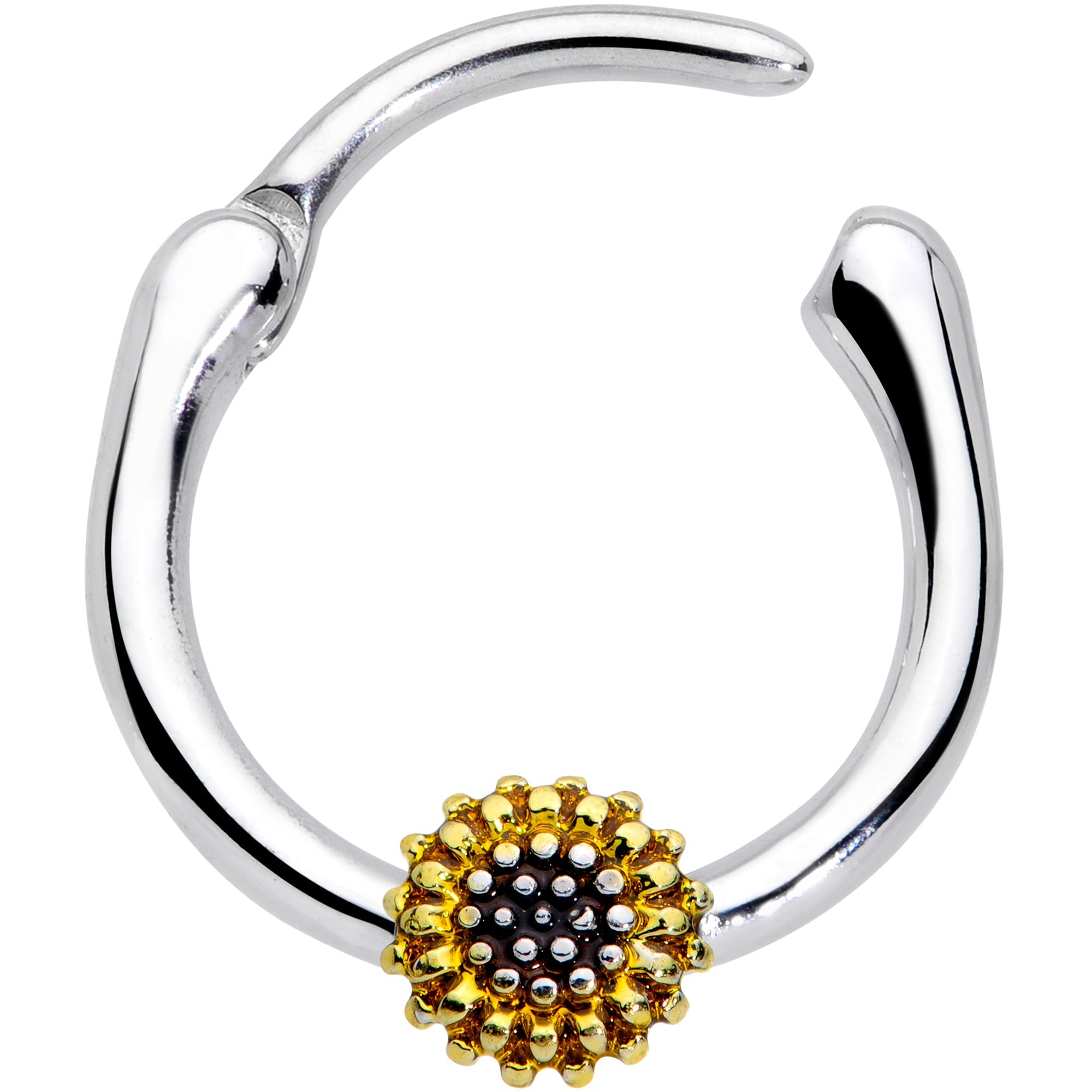 16G 3/8 Textured Yellow Sunflower Cartilage Clicker