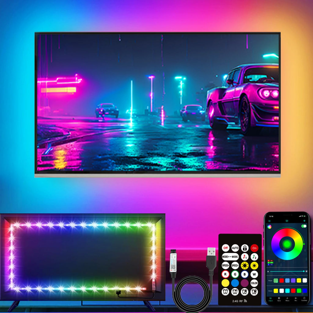 Lights For Tv, 16.4Ft Led Lights For 45-75 Inch Tvs, Rgb Tv Backlight Behind, Mu