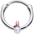 16G 3/8 White Orb Pearlescent Snowman Christmas Cartilage Clicker