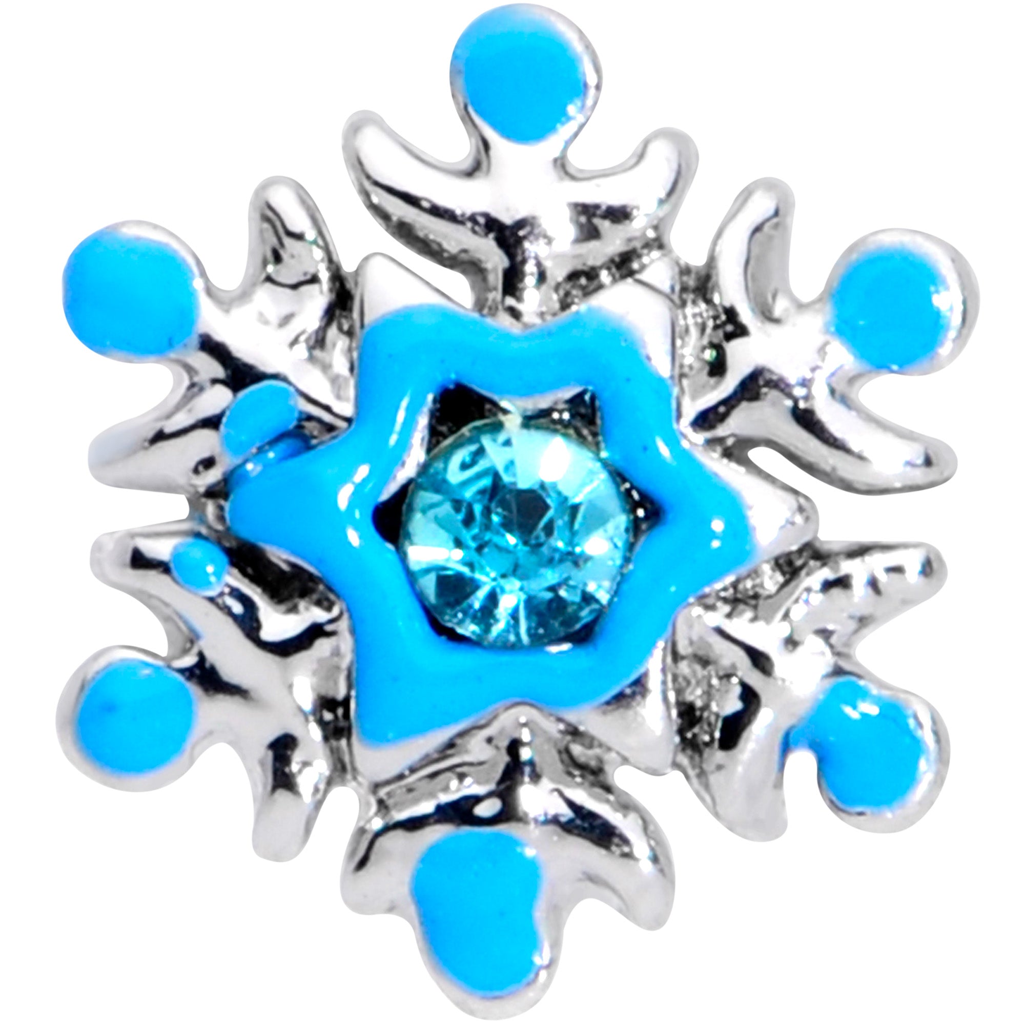16G 5/16 Aqua Gem Winter Snowflake Christmas Labret Monroe Tragus