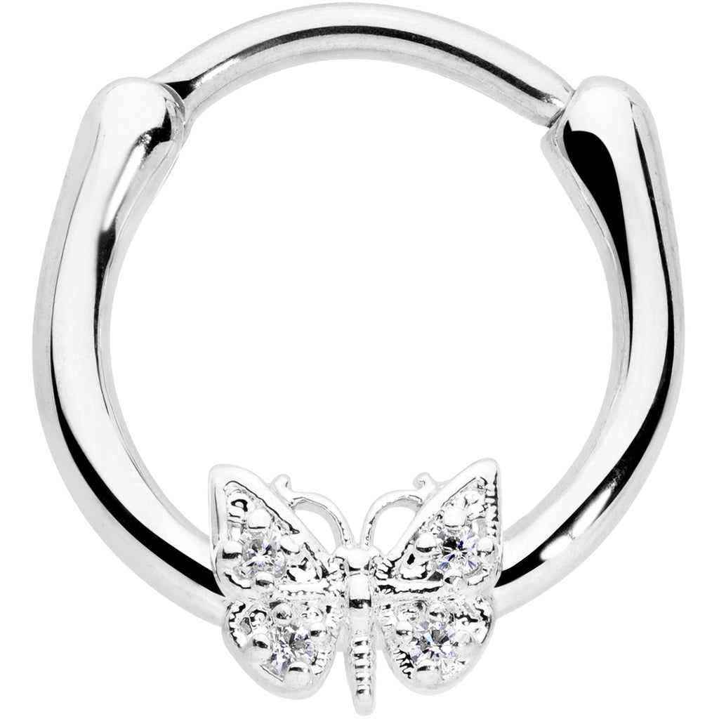 16G 3/8 Clear Gem Butterfly Cartilage Clicker