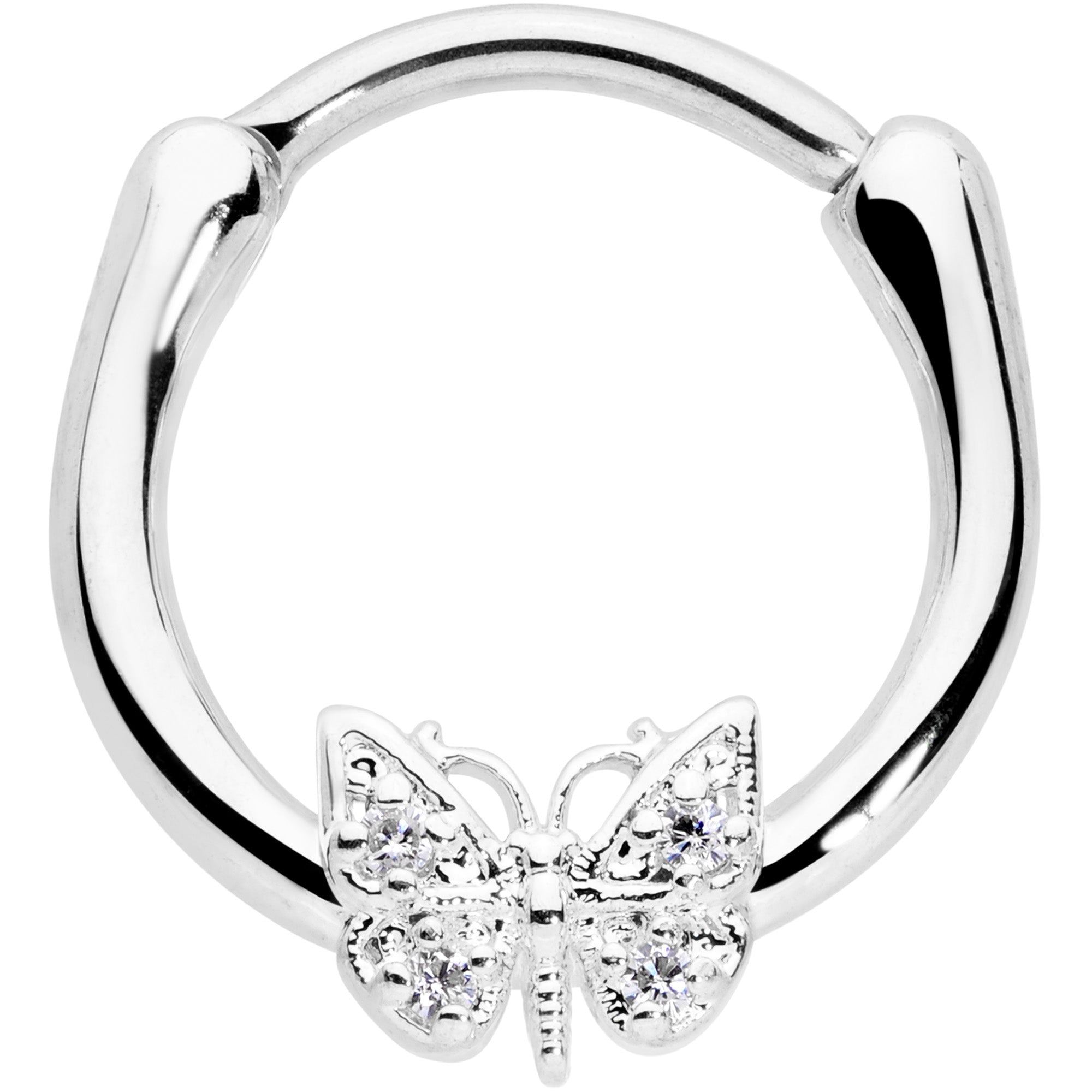 16G 3/8 Clear Gem Butterfly Cartilage Clicker