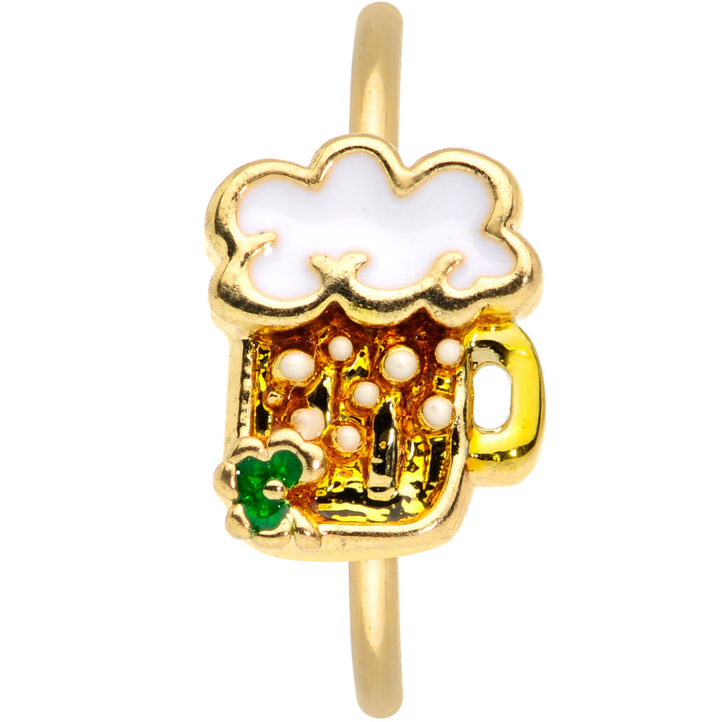 20G 5/16 Gold Tone Beer Mug St Patricks Day Nose Hoop