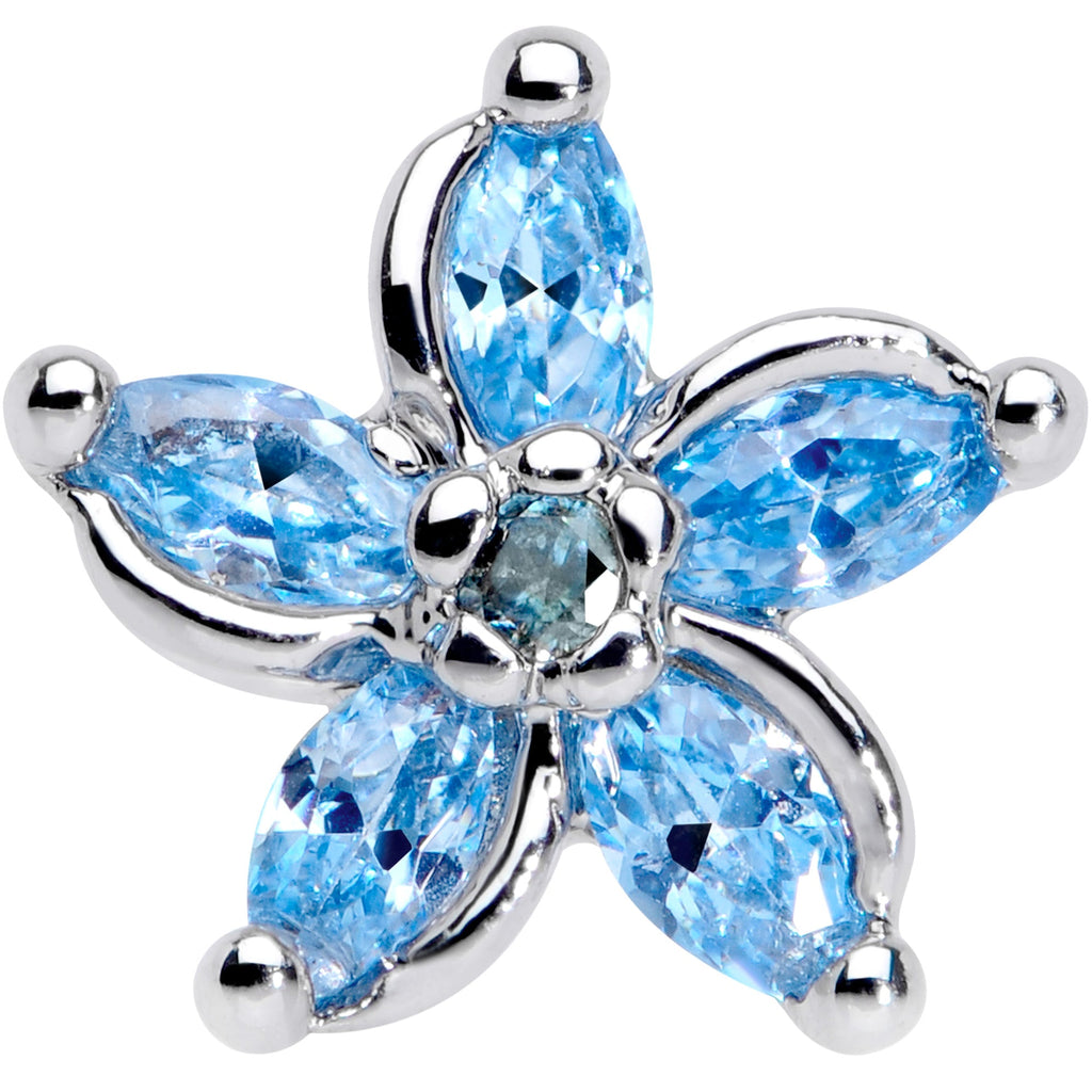 16G 1/4 Aqua Gem Pretty Petals Flower Cartilage Tragus Earring