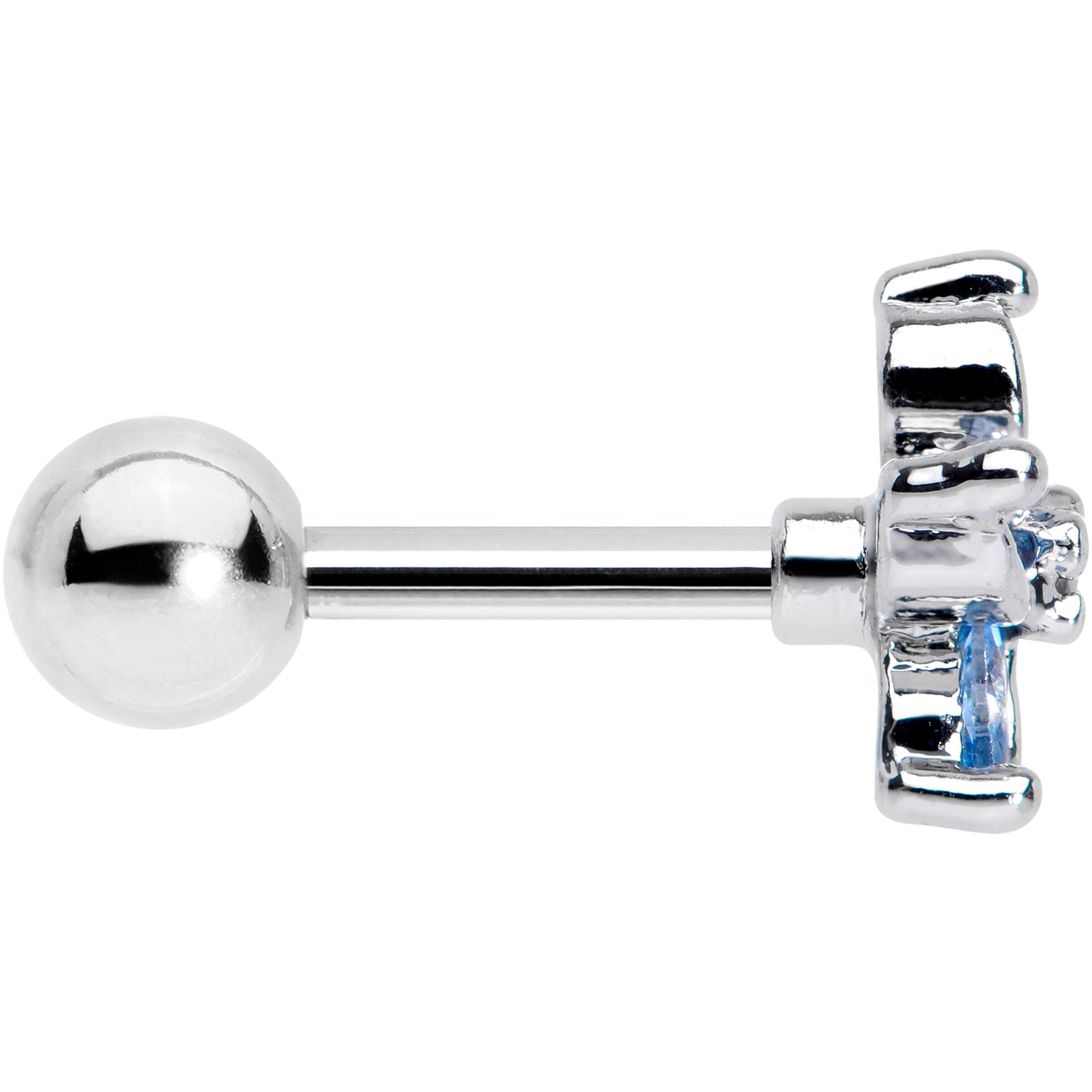 16G 1/4 Aqua Gem Pretty Petals Flower Cartilage Tragus Earring