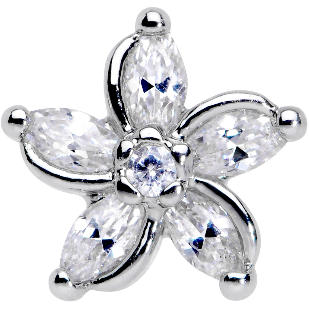 16G 1/4 Clear Gem Pretty Petals Flower Cartilage Tragus Earring