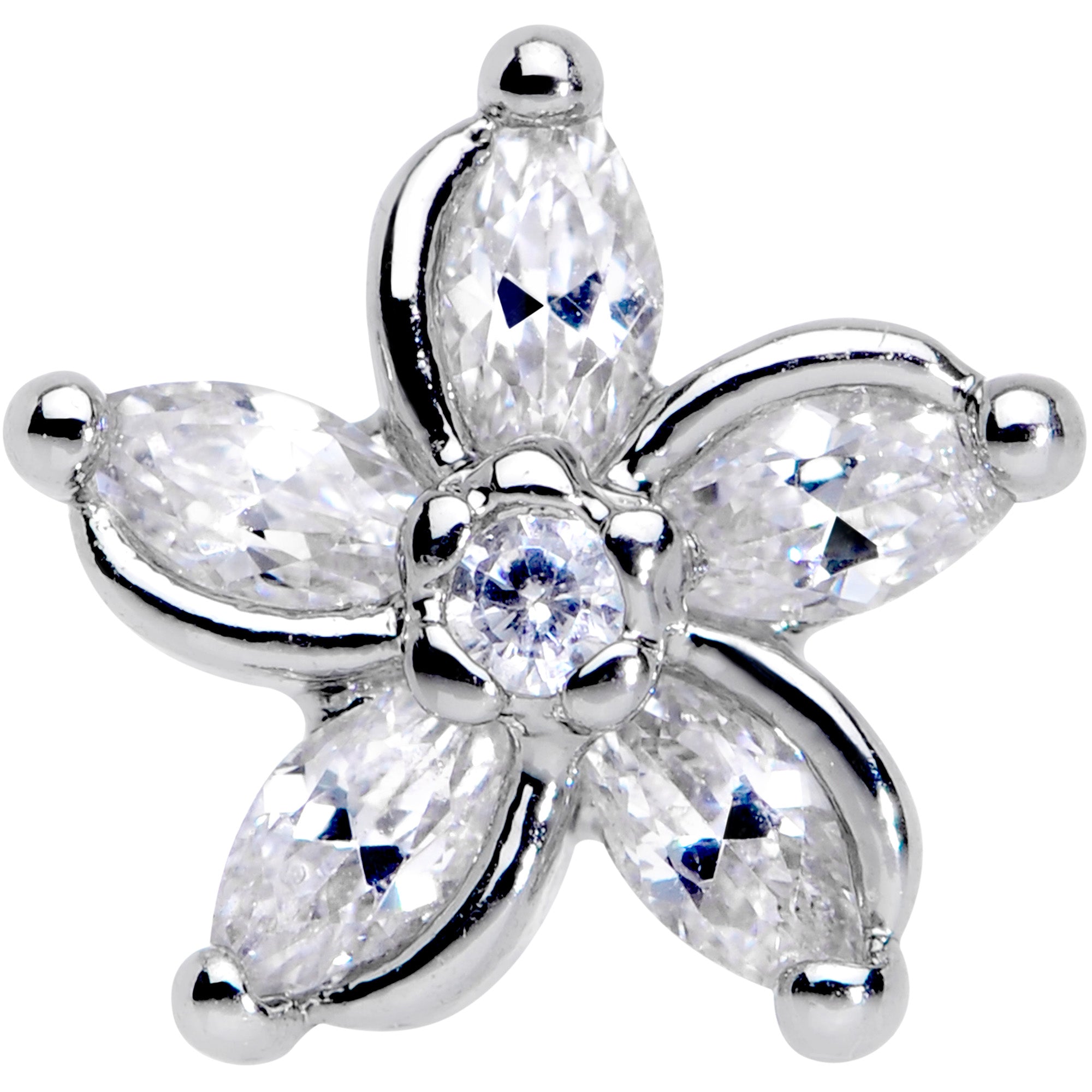16G 1/4 Clear Gem Pretty Petals Flower Cartilage Tragus Earring