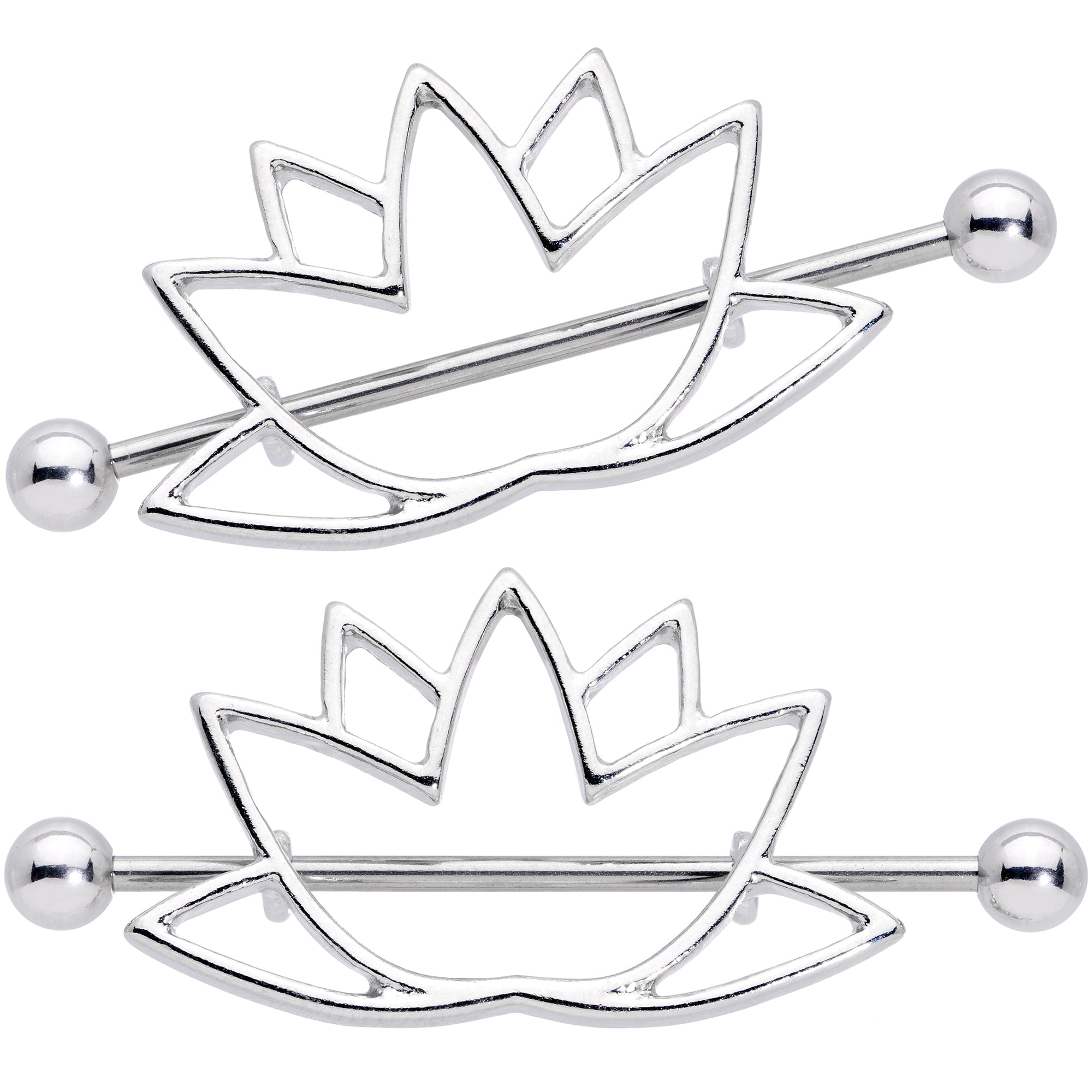 14G 3/4 Open Lotus Flower Nipple Shield Set