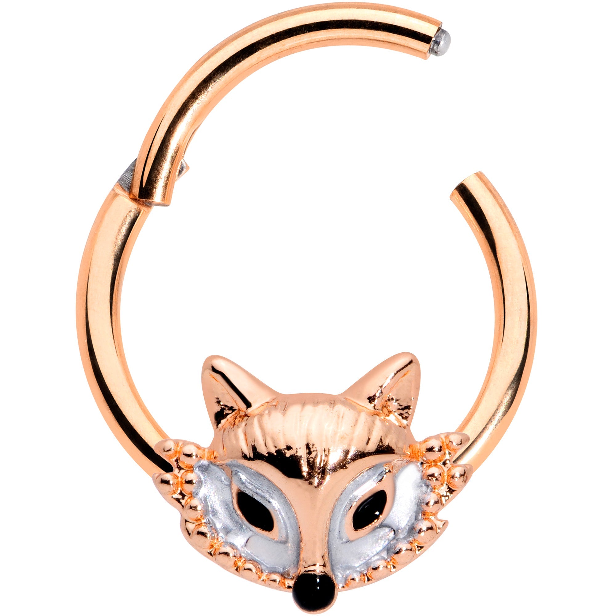 16G 3/8 Rose Gold Tone Fashion Fox Hinged Segment Ring
