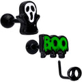 16G 20G Black Halloween Cartilage Labret Nose Ring Set of 3