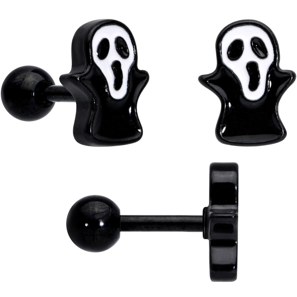 16G 20G Black Halloween Cartilage Labret Nose Ring Set of 3
