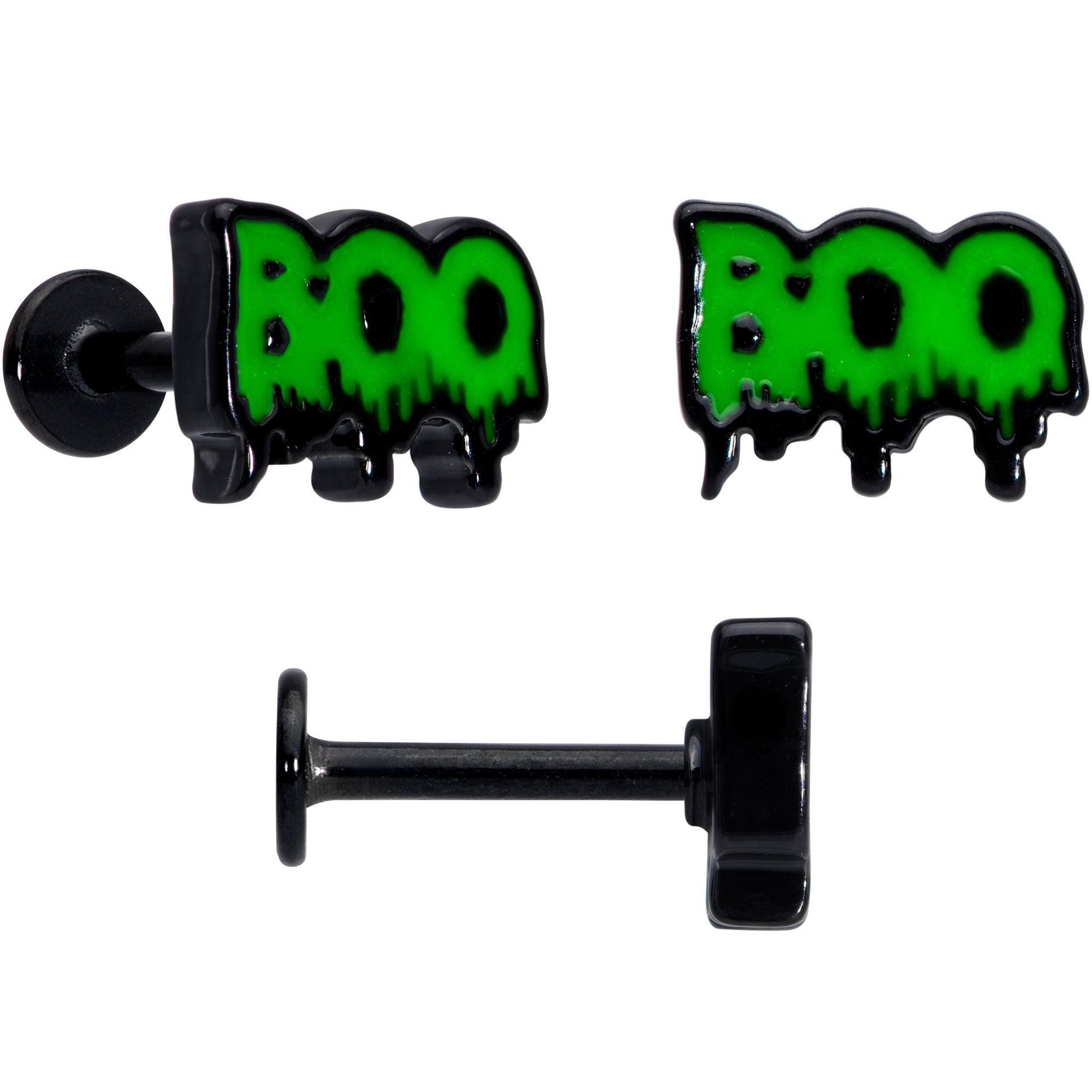 16G 20G Black Halloween Cartilage Labret Nose Ring Set of 3
