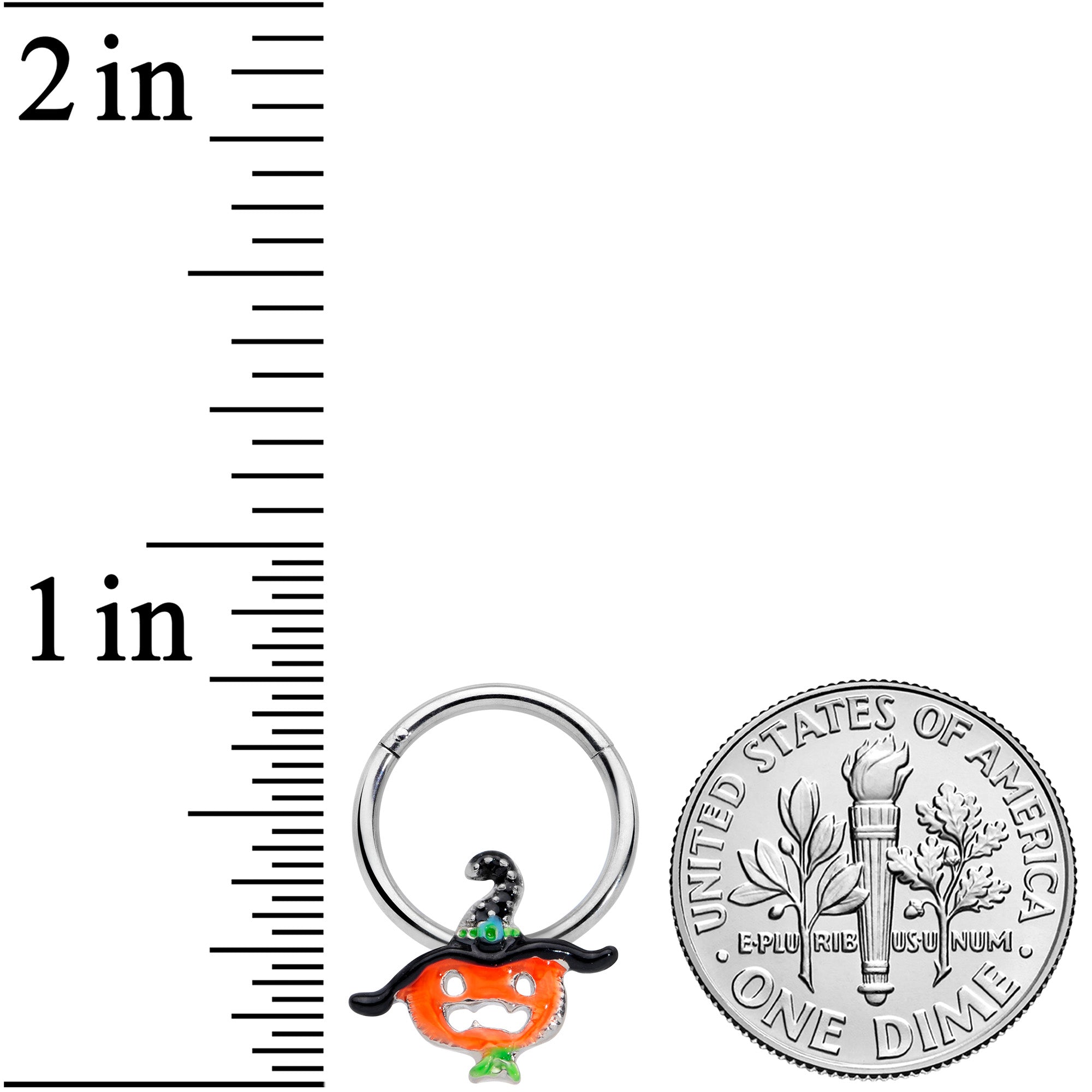 16G 3/8 Pumpkin Witch Halloween Hinged Segment Ring