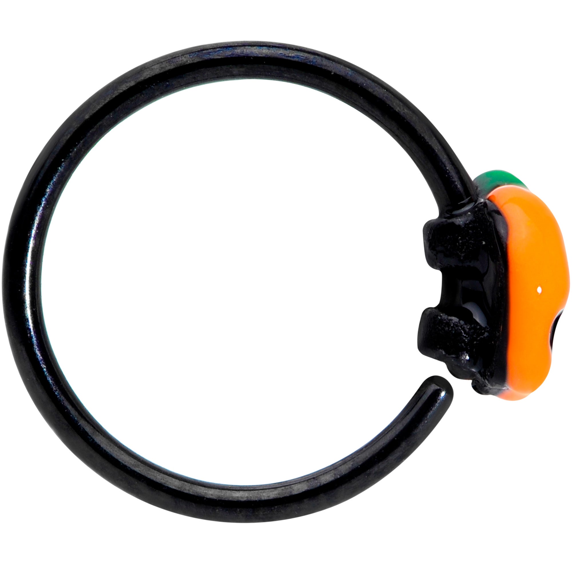 20G 5/16 Black Happy Little Pumpkin Halloween Nose Hoop
