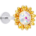 16G 5/16 Aurora Gem Scintillating Sunflower Labret Monroe Tragus