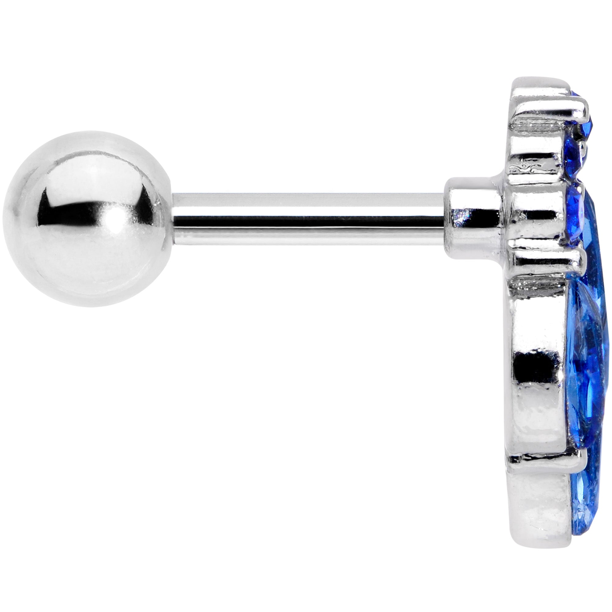 16G 1/4 Blue CZ Gem Fountain Cartilage Tragus Earring