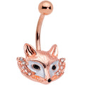 Clear Gem Rose Gold Tone Fashion Fox Belly Ring