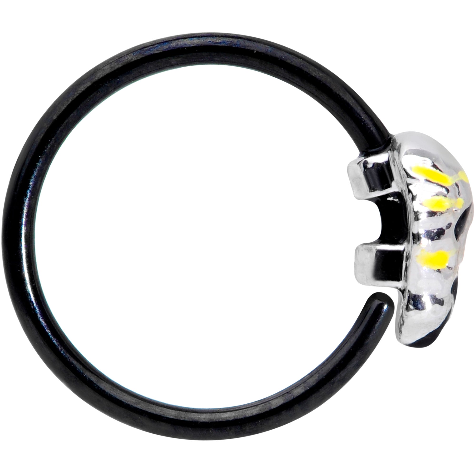 20G 5/16 Black Striped Skull Halloween Nose Hoop