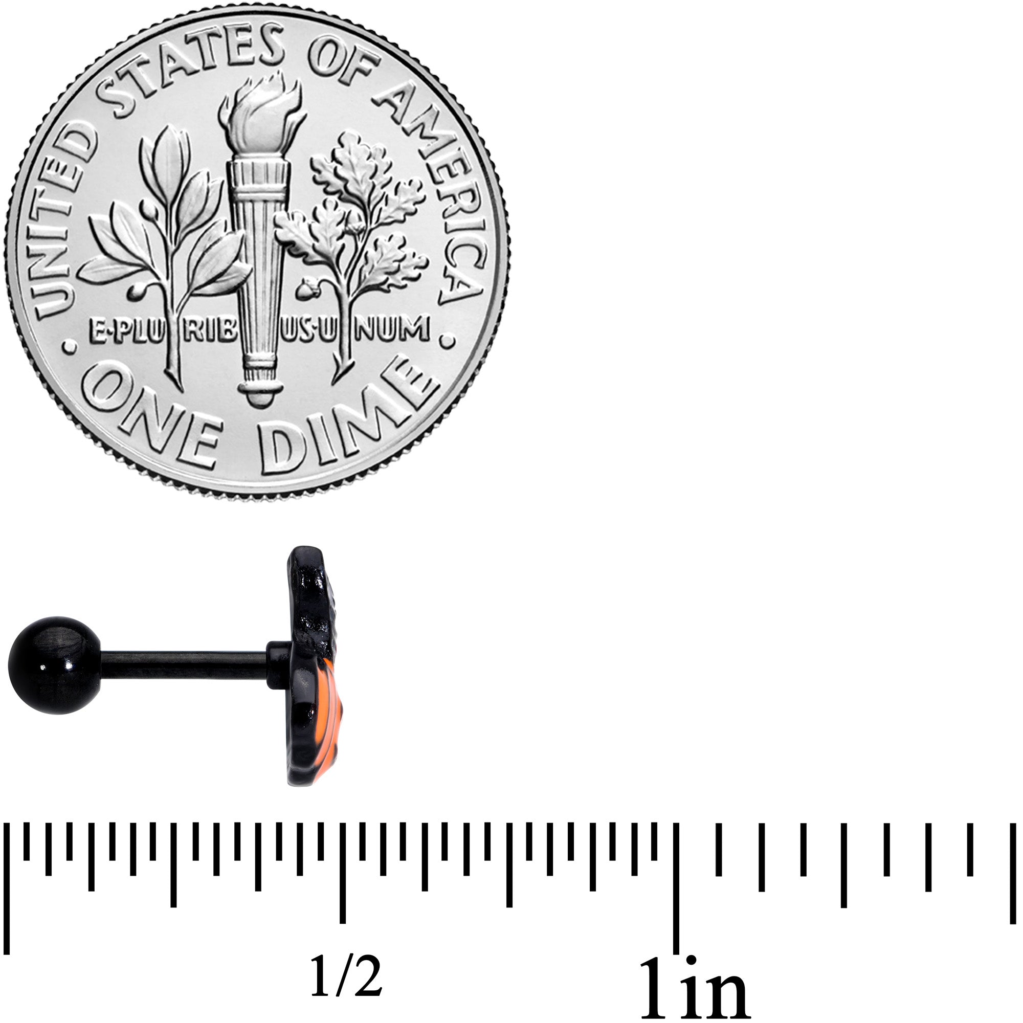 16G 1/4 Black Cat Surprise Pumpkin Halloween Cartilage Tragus