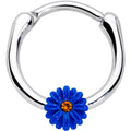 16G 3/8 Yellow Gem Blue Sunflower Cartilage Clicker