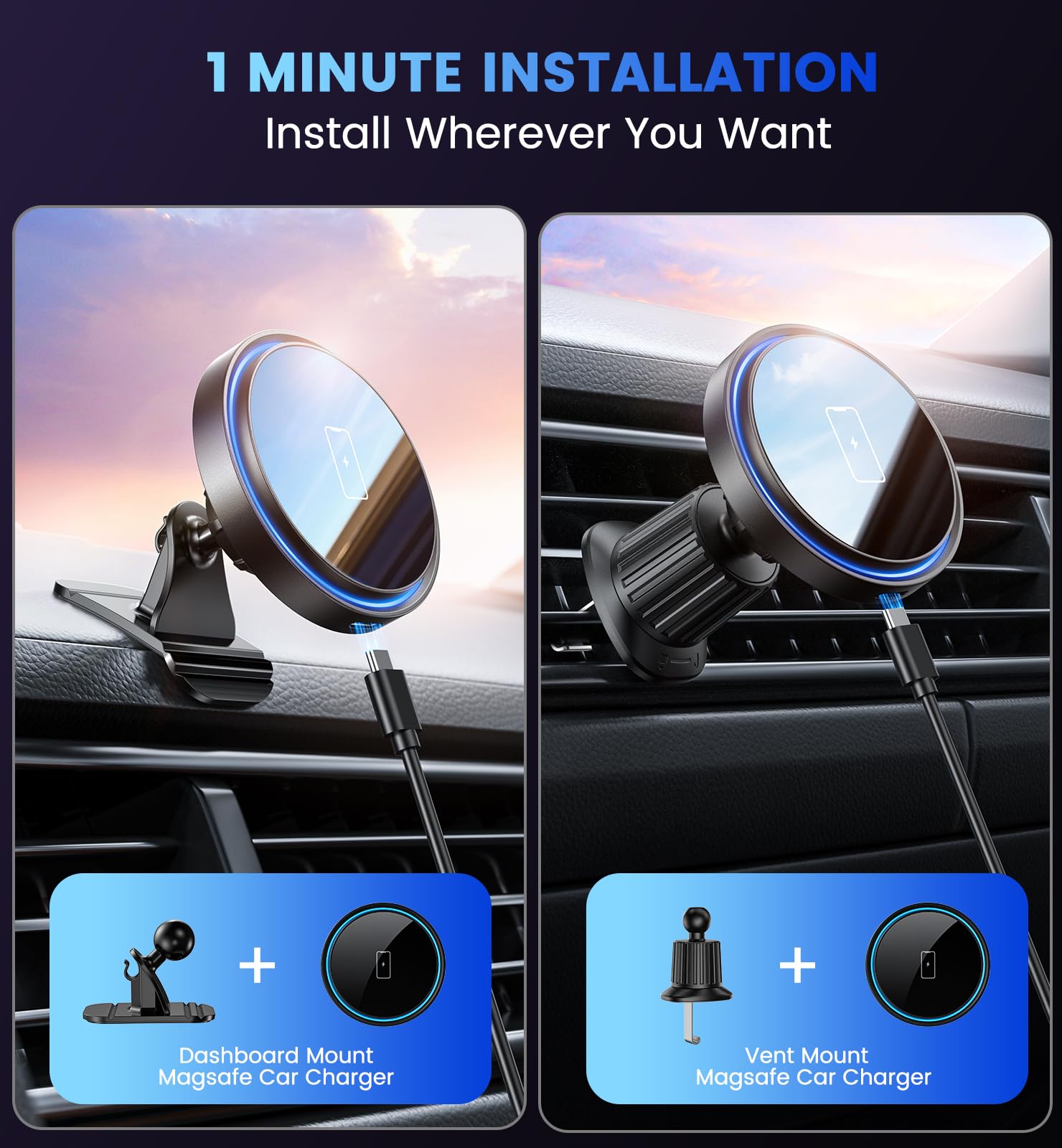 Mount Charger 15W Magnetic Car Charger Iphone 17 Access