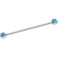 14G Aqua Gem Ball Ends Industrial Barbell 35mm