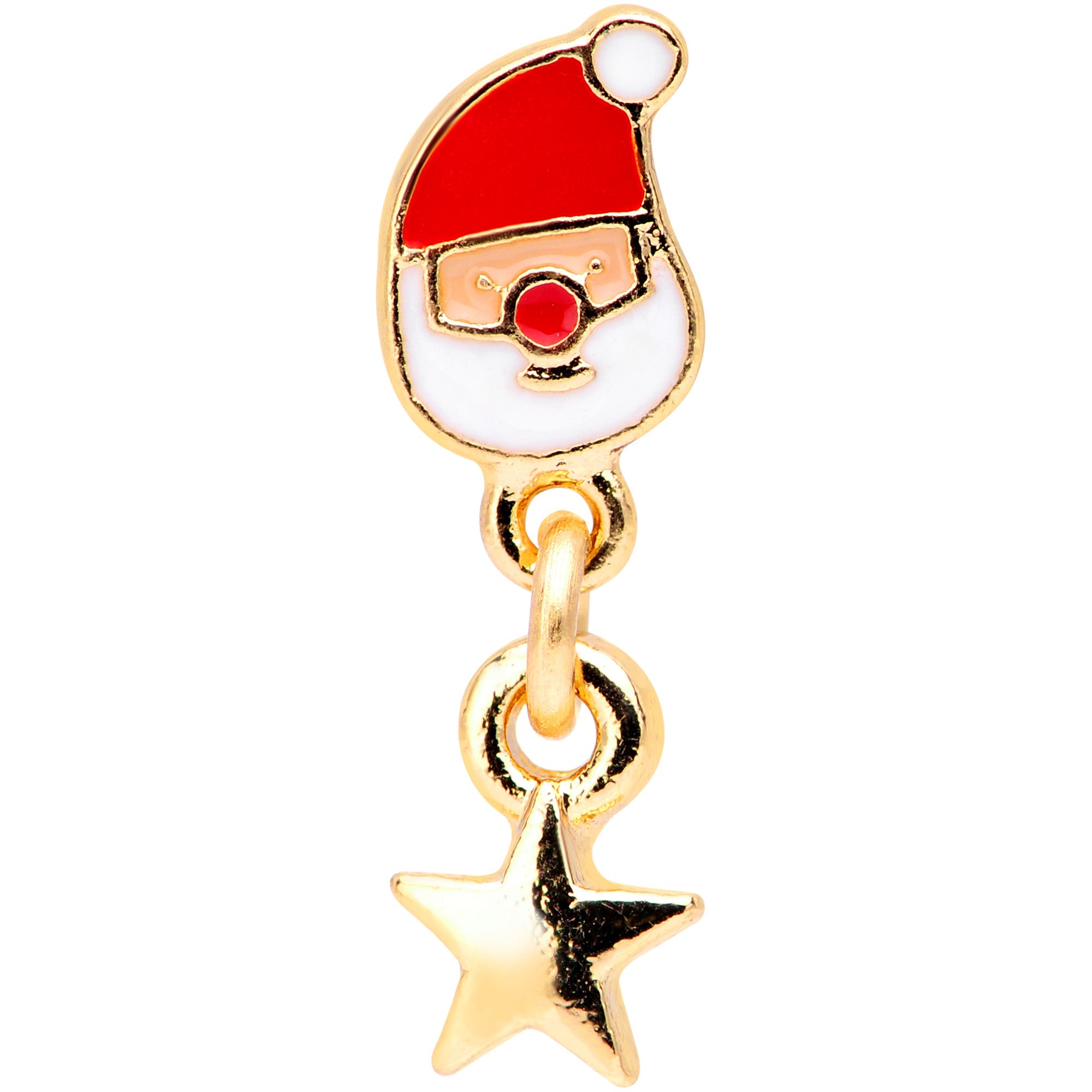 16G 1/4 Gold Tone Santa Star Christmas Dangle Cartilage Tragus