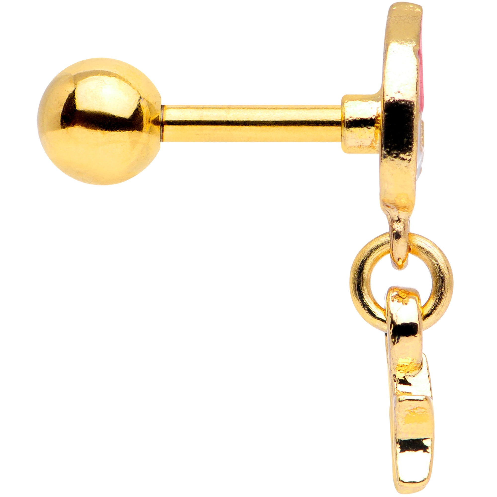 16G 1/4 Gold Tone Santa Star Christmas Dangle Cartilage Tragus