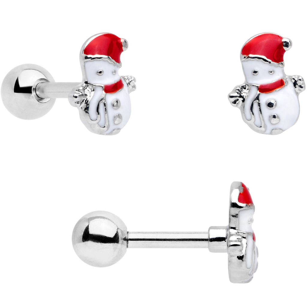 16G 1/4 Reindeer Snowman Christmas Dangle Cartilage Tragus Set of 3
