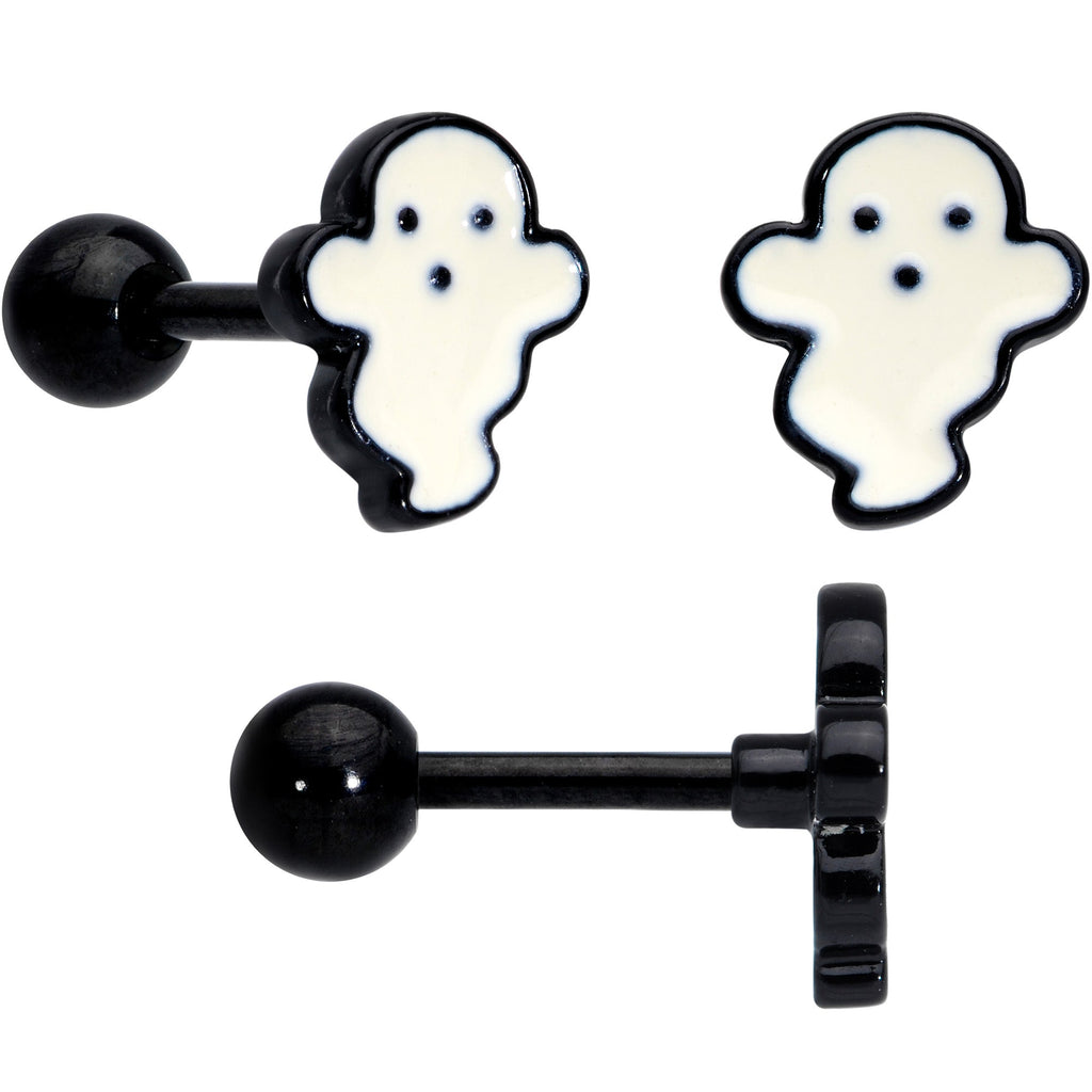 16G 1/4 Black Bat Ghost Halloween Cartilage Tragus Set of 3