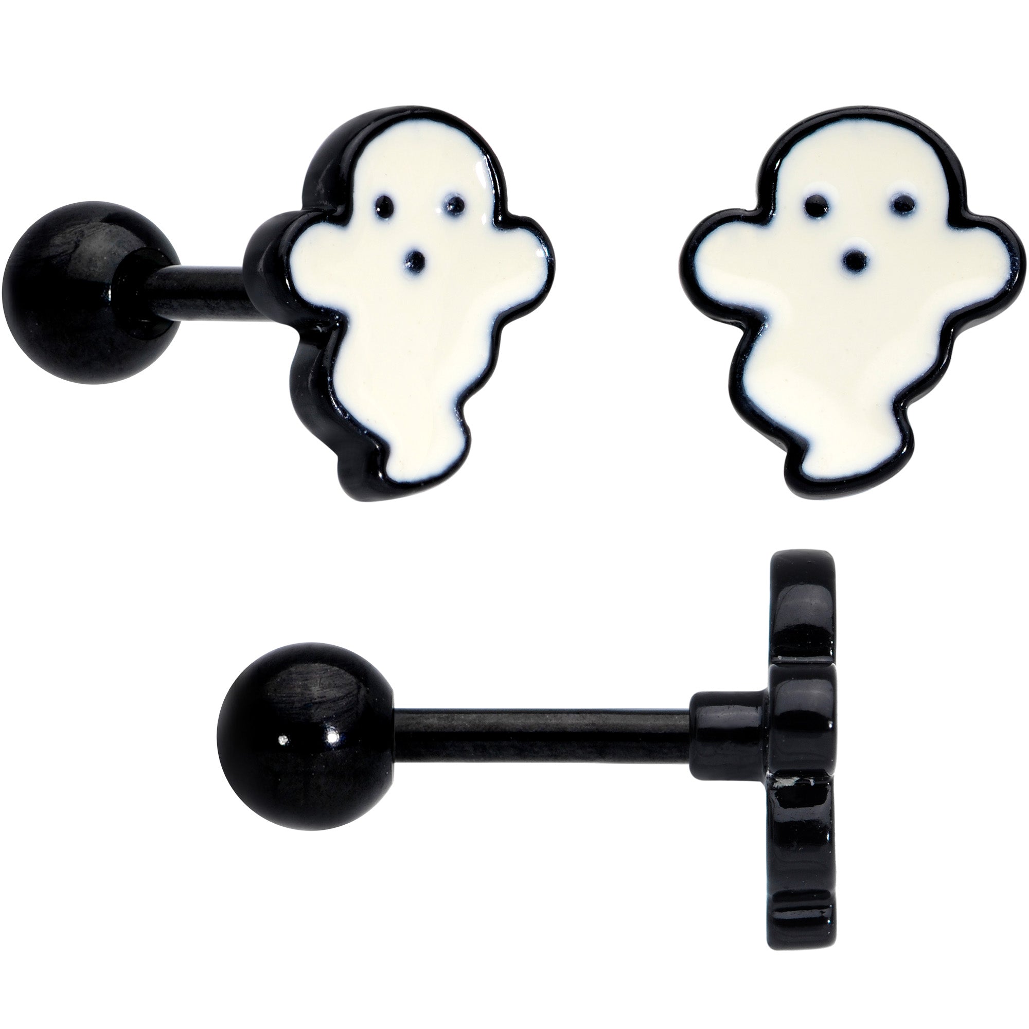 16G 1/4 Black Bat Ghost Halloween Cartilage Tragus Set of 3