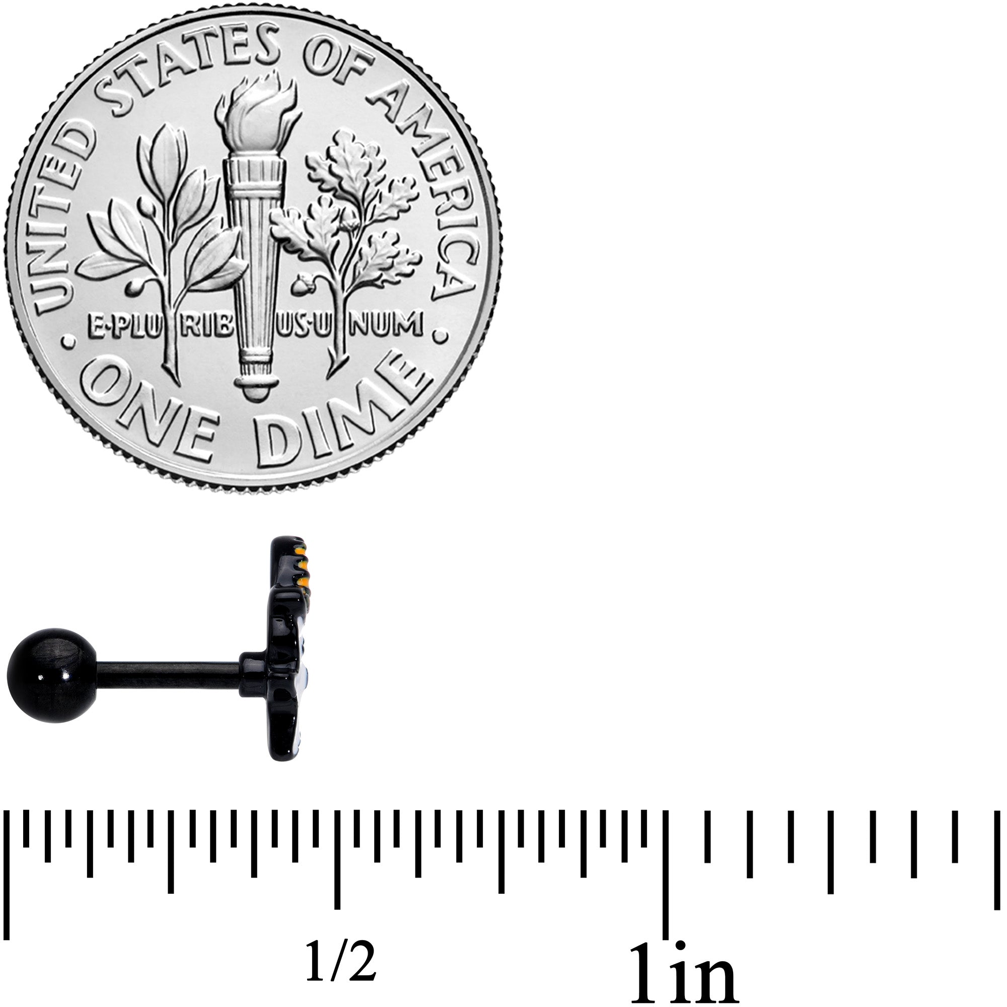 16G 1/4 Black Hat Sad Ghost Halloween Cartilage Tragus Set of 3