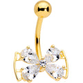 Clear CZ Gem Gold Tone Beauty Bow Belly Ring