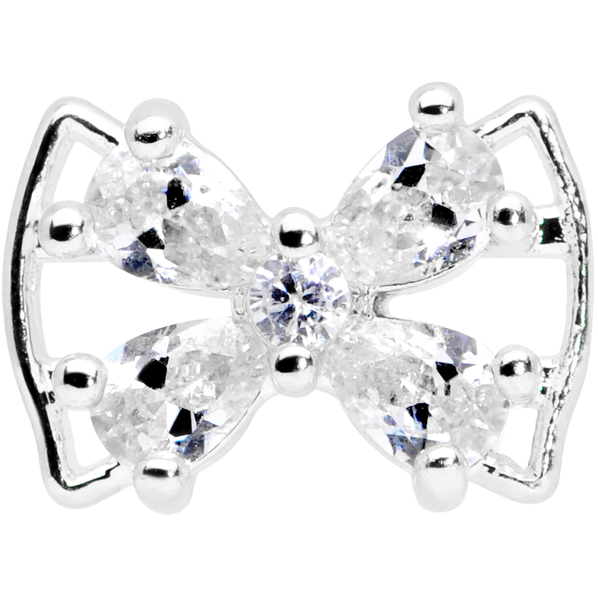 16G 1/4 Clear CZ Gem Beauty Bow Cartilage Tragus Earring