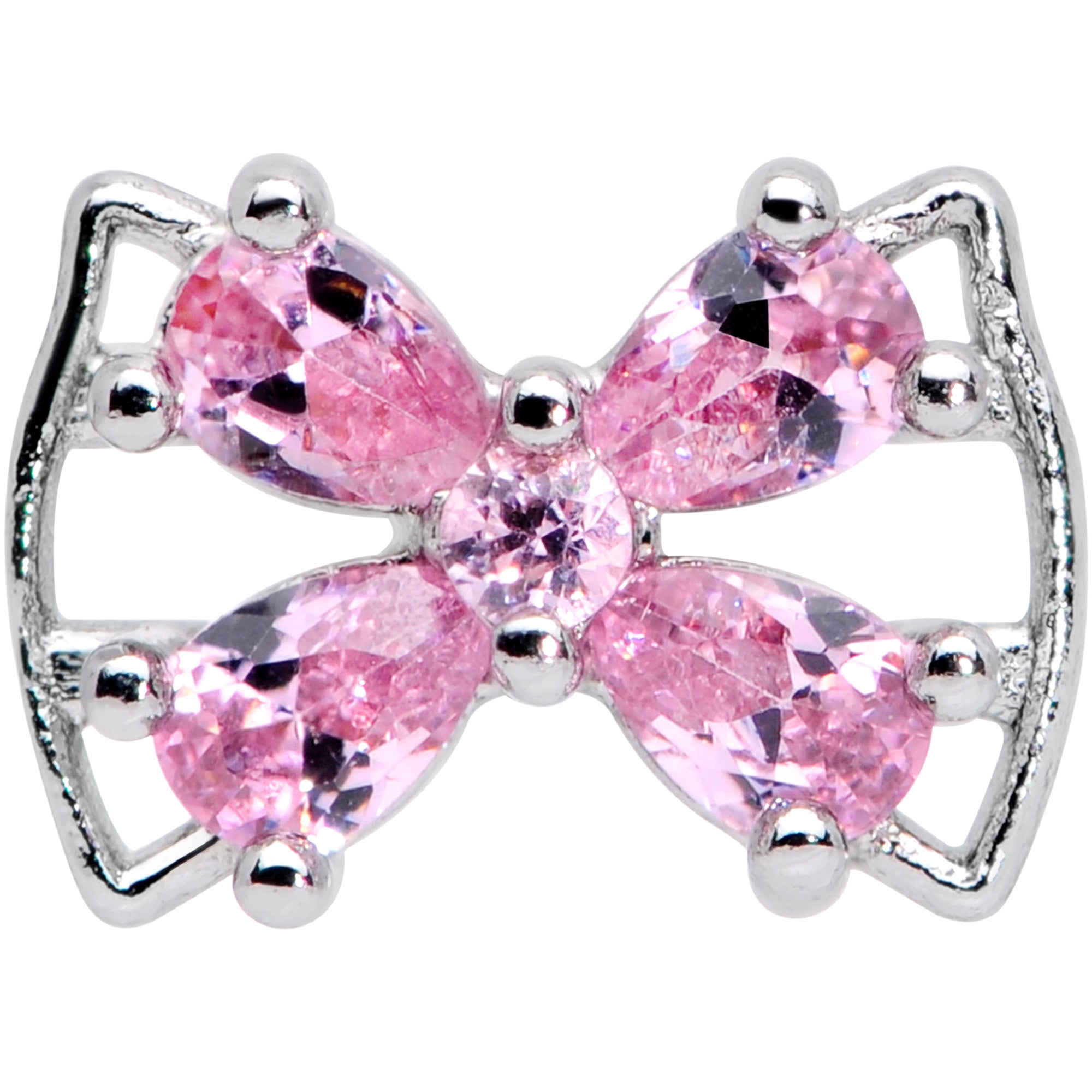 16G 1/4 Pink CZ Gem Beauty Bow Cartilage Tragus Earring
